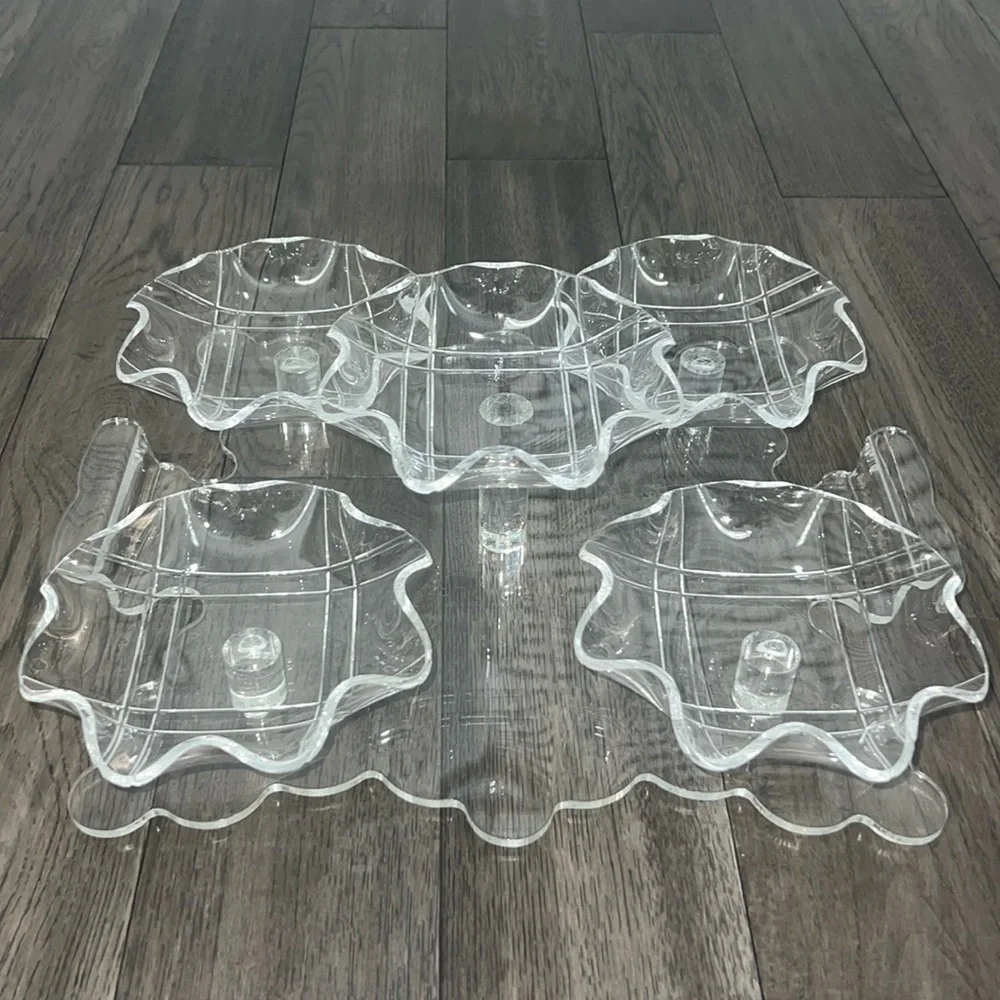 Beautiful five compartment decorative scalloped serving tray